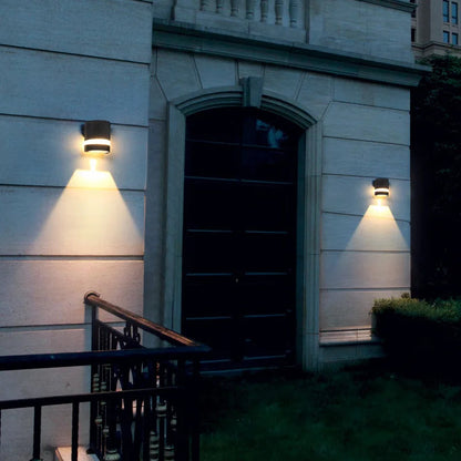 Zwarte cilindervormige LED buitenmuurverlichting