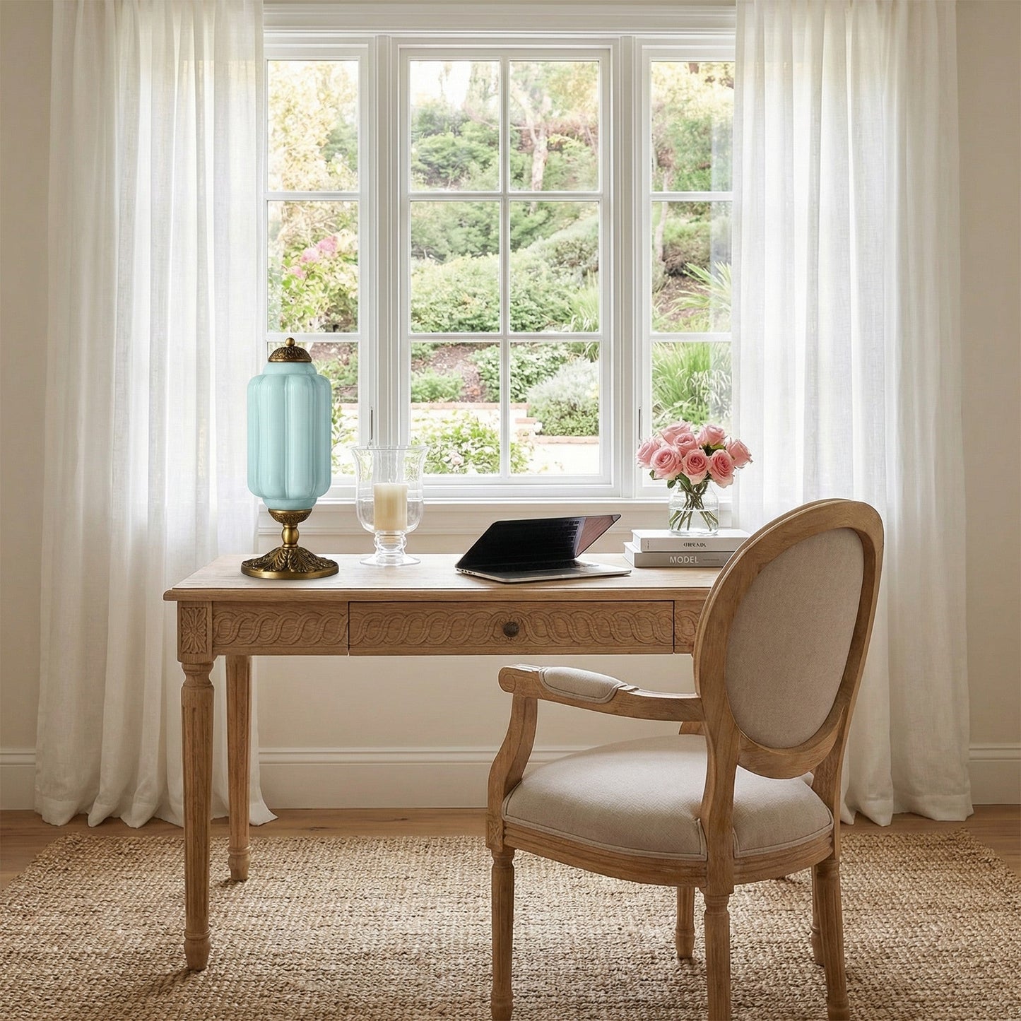 lumi eloise tafellamp in frans retro-stijl, crèmekleurig glas met structuur