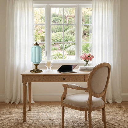 Lumi Eloise tafellamp in Frans retro-stijl, crèmekleurig glas met structuur