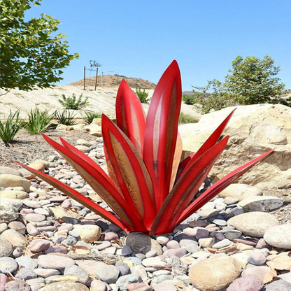 Decoratief tuinsieraad kunstmatige metalen agaveplant 27-35 cm