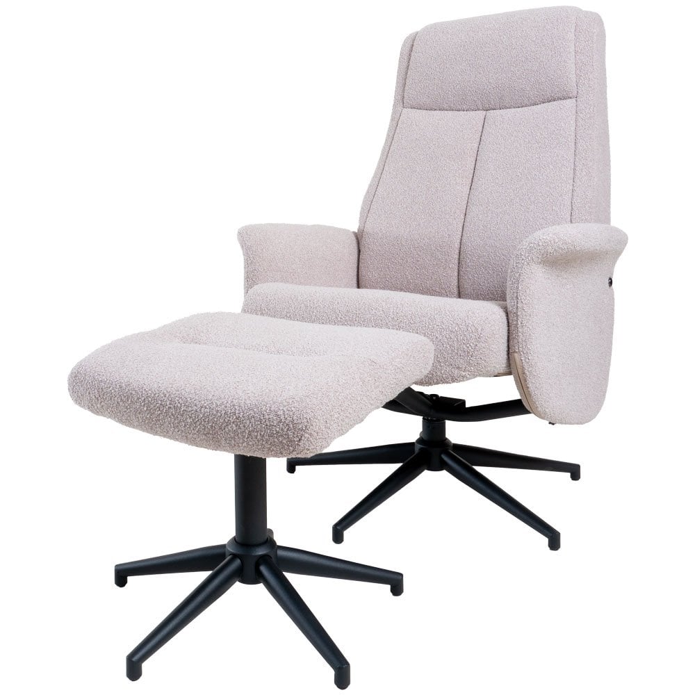 relaxfauteuil bindy + hocker – bouclé – naturel