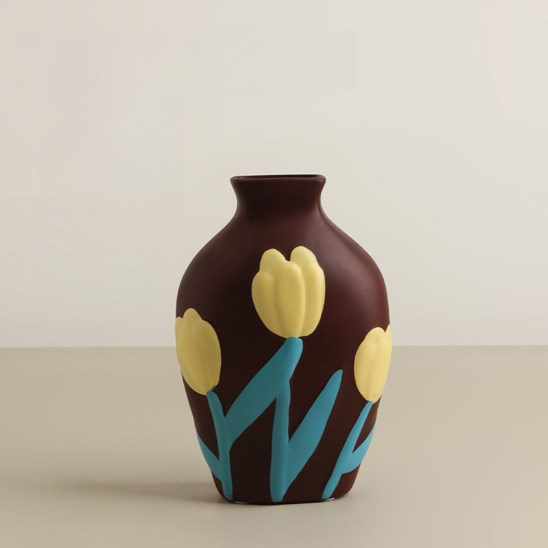 ceramische vaas beschilderd koffiebruin