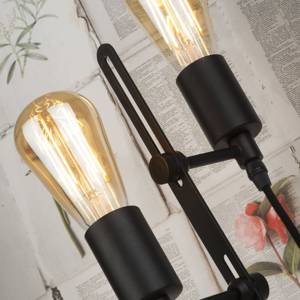 vloerlamp dubbele lamp zwart