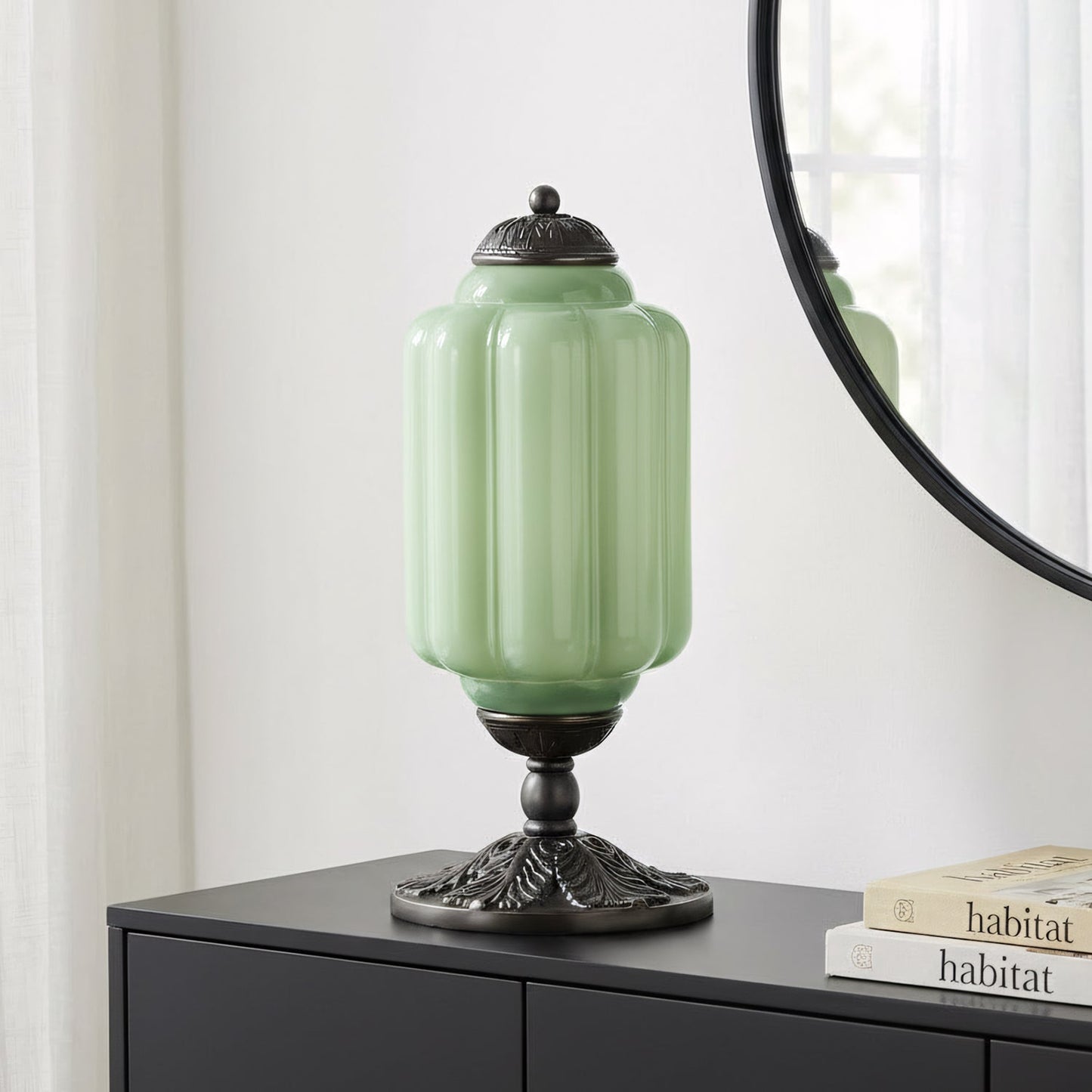 lumi eloise tafellamp in frans retro-stijl, crèmekleurig glas met structuur