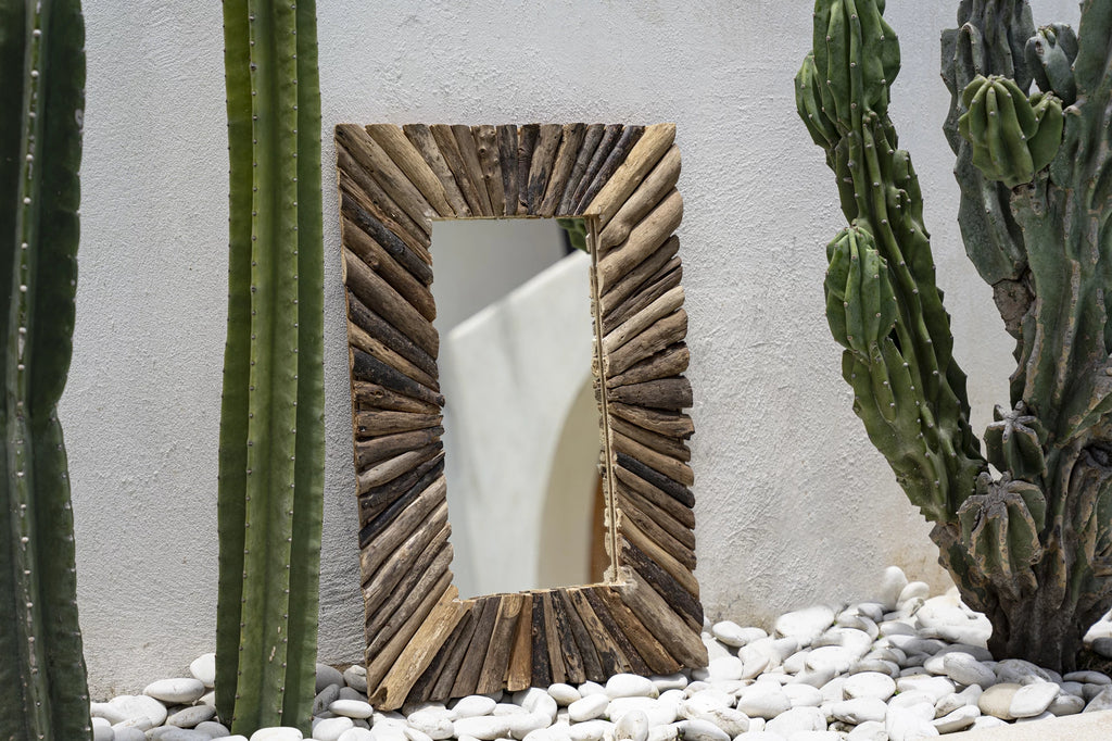 de driftwood framed spiegel - naturel - m