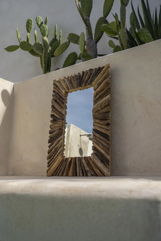 de driftwood framed spiegel - naturel - m