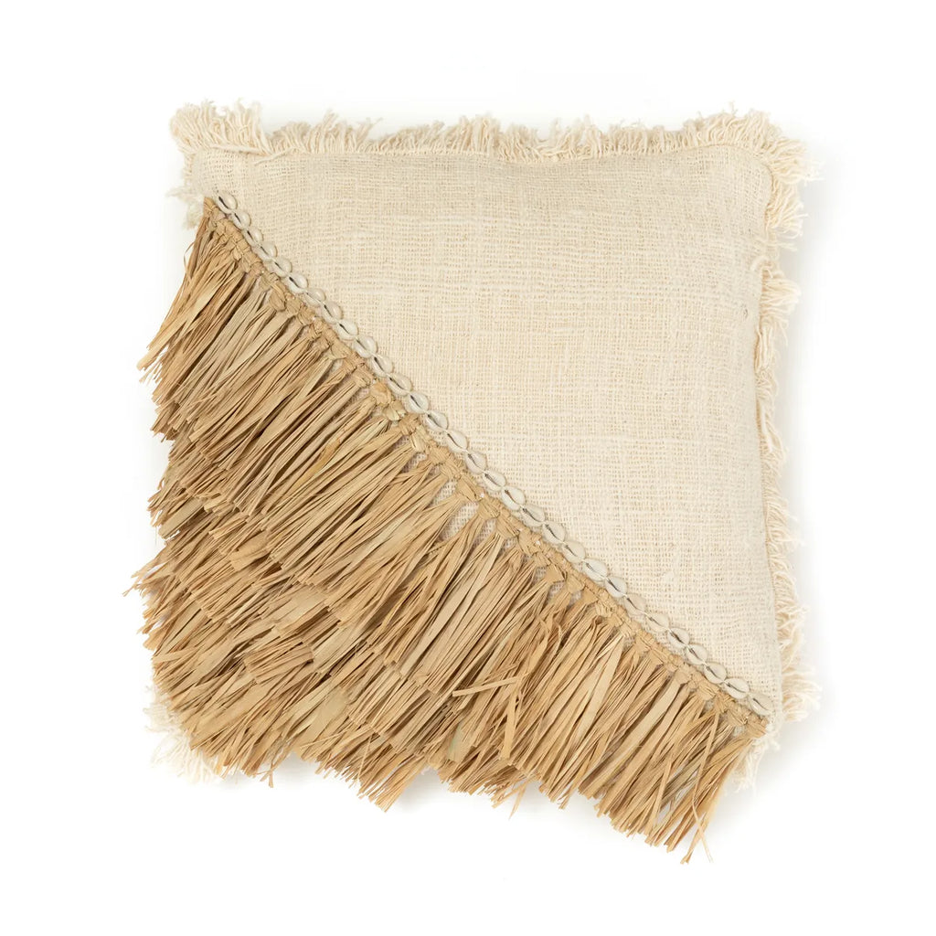 de raffia katoenen kussenovertrek - naturel wit - 60x60