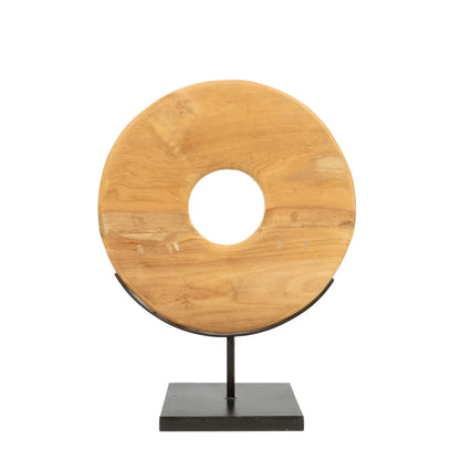 De Teak Disc op Stand - M