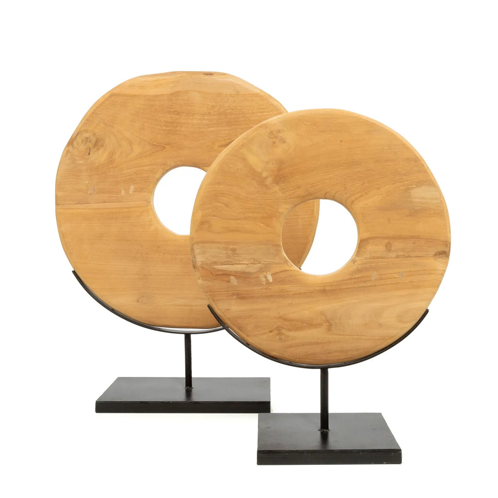 de teak disc op stand - m