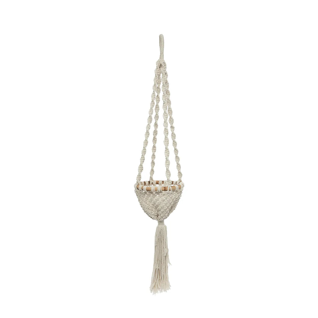 de twisted macrame planthanger - naturel wit - s