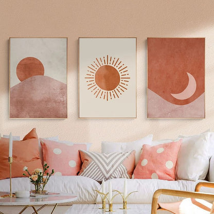 Canvas Muurdecoratie Boho Zon en Maan Ontwerp
