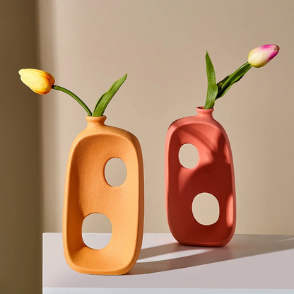 Keramische Holle Vaas Abstract Ontwerp