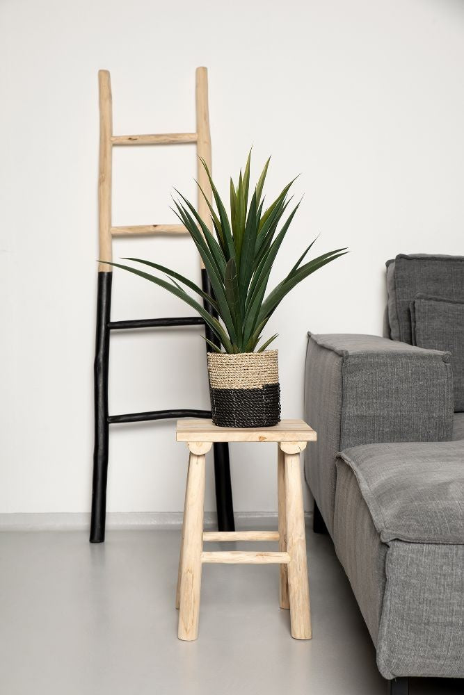 decoratieve ladder - 45x4x150 - naturel/zwart - teak