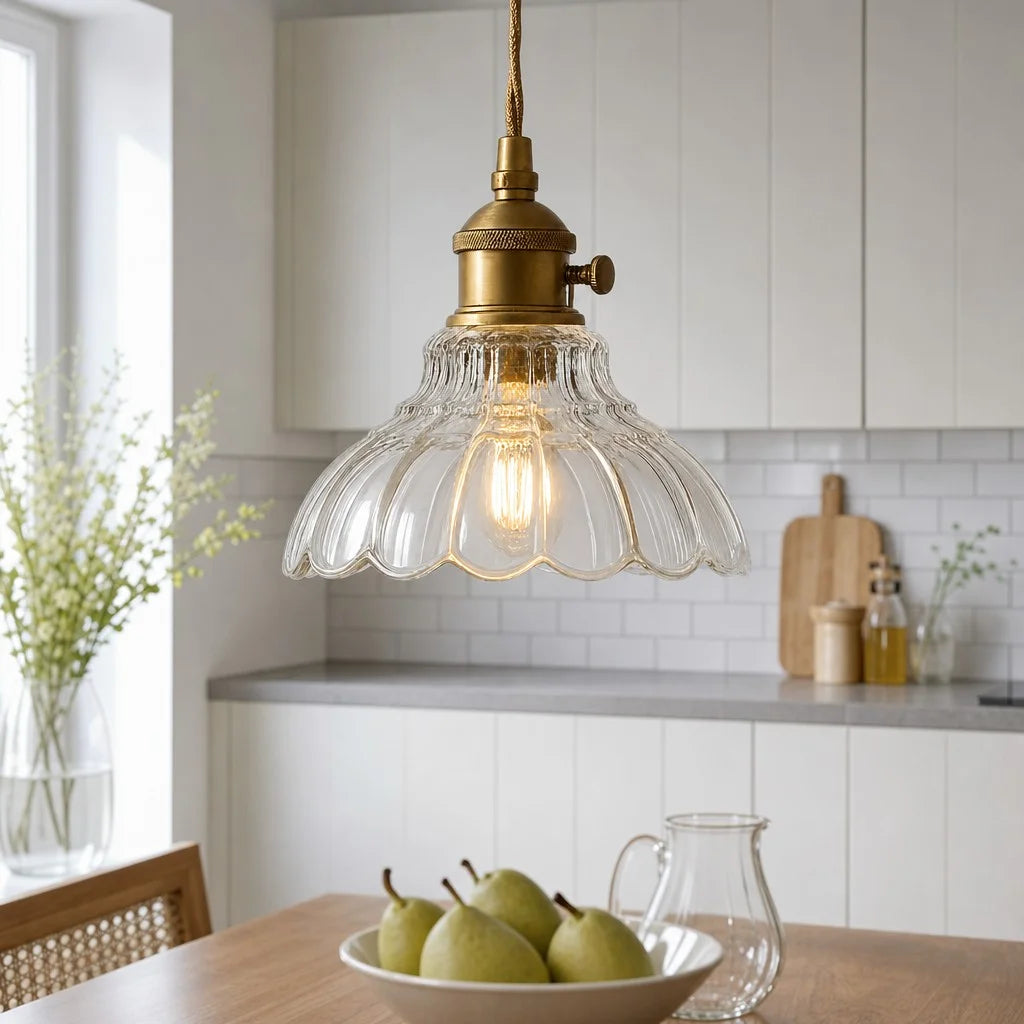 glazen hanglamp vintage bloemontwerp