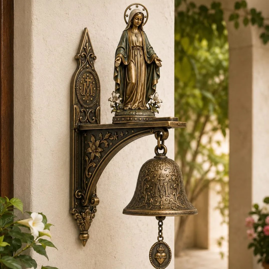 wandbel religieuze bronzen gebedsbel