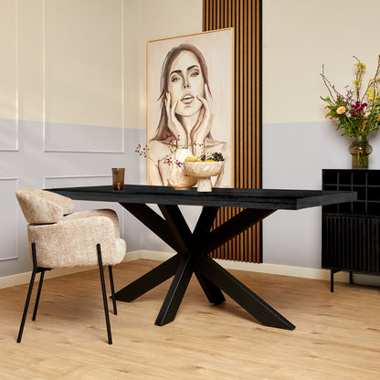 Eetkamertafel Denver Zwart | Rechthoek | 160 cm