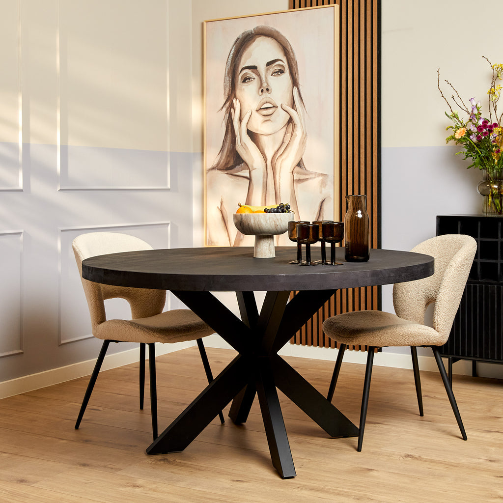 eetkamertafel denver zwart | rond | 110 cm