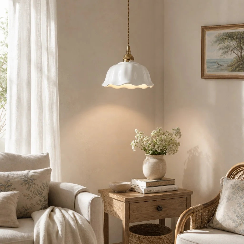 keramische hanglamp modern bloemdesign