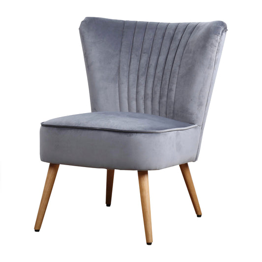 Fauteuil Eva Stof Velours Grijs -> Armstoel Eva Stof Velours Grijs