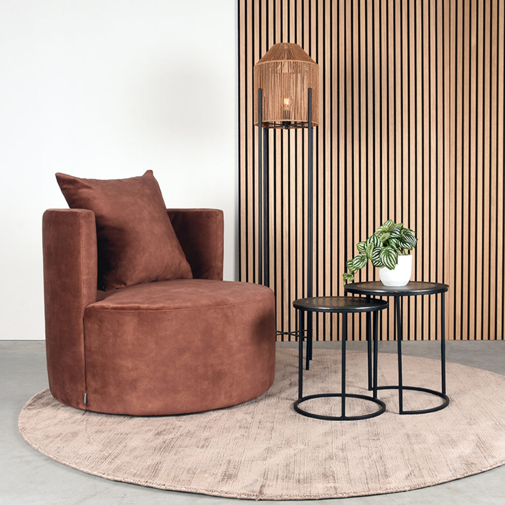 label51 fauteuil evy - rust - velours