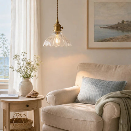 Glazen Hanglamp Vintage Bloemontwerp