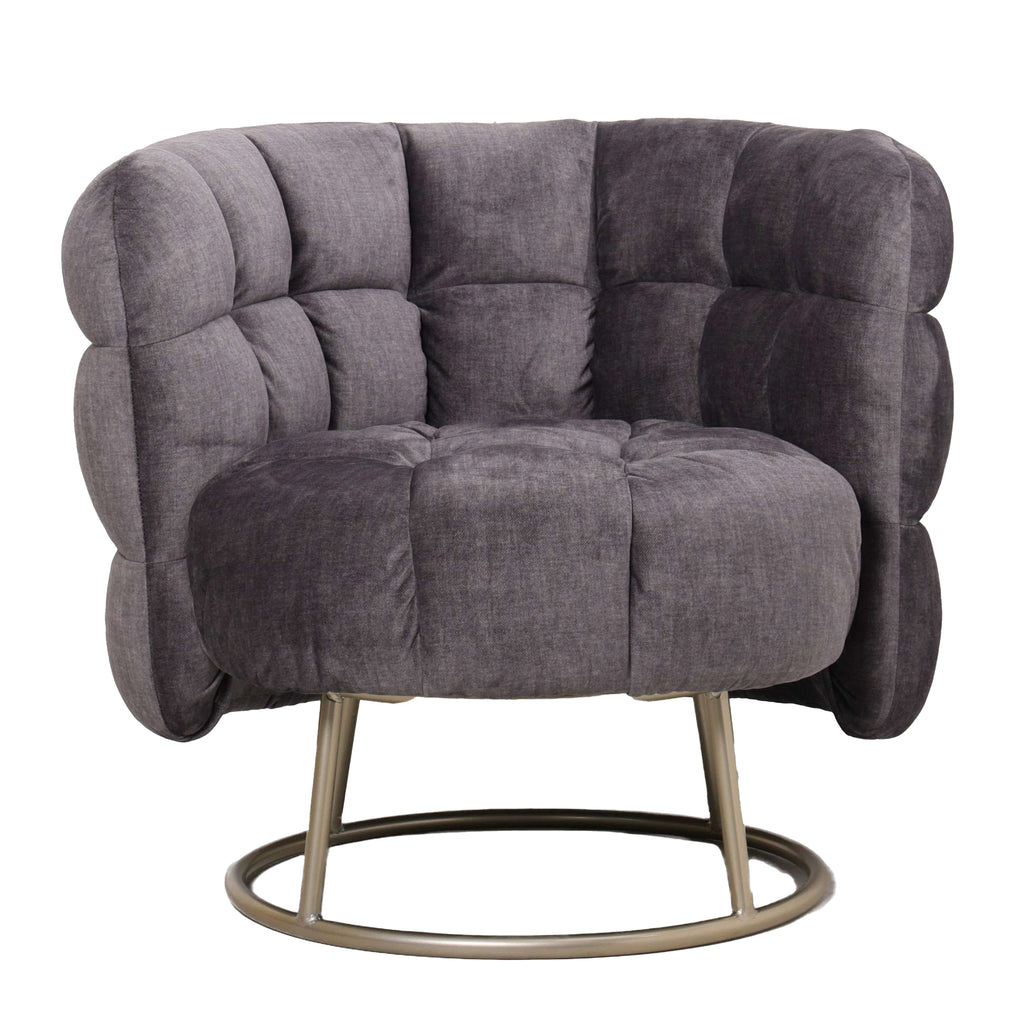 fluffy grijze fauteuil vogue 16 grafiet gouden basis