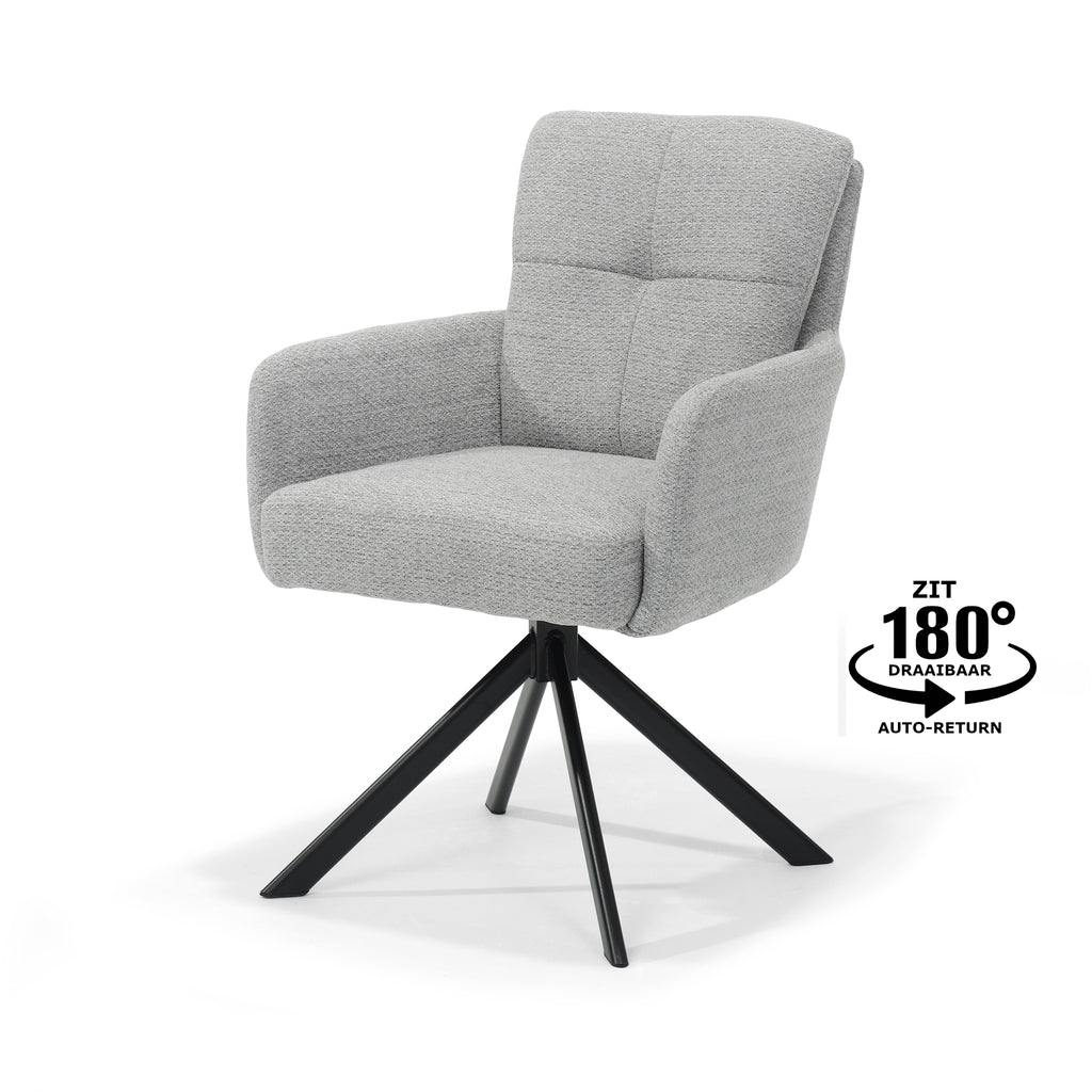 fred armchair - fabric retro bliss #83-gray - swivel base 180 black