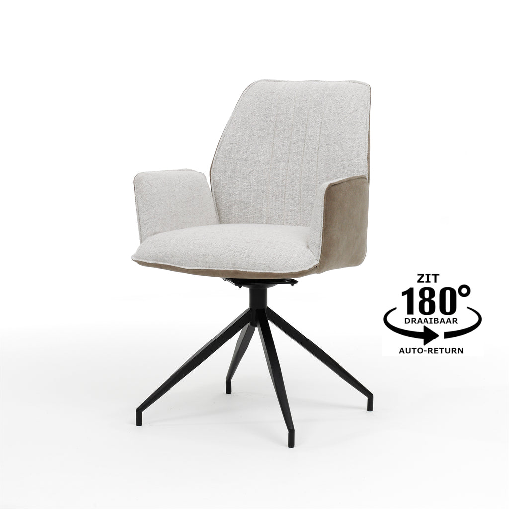 gio fauteuil m4 met draaivoet in bull lever+stof oasis natural.