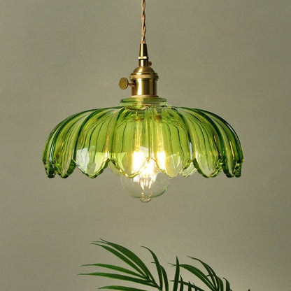 Stijlvolle vintage glazen bloemenhanglamp voor een sfeervolle ambiance