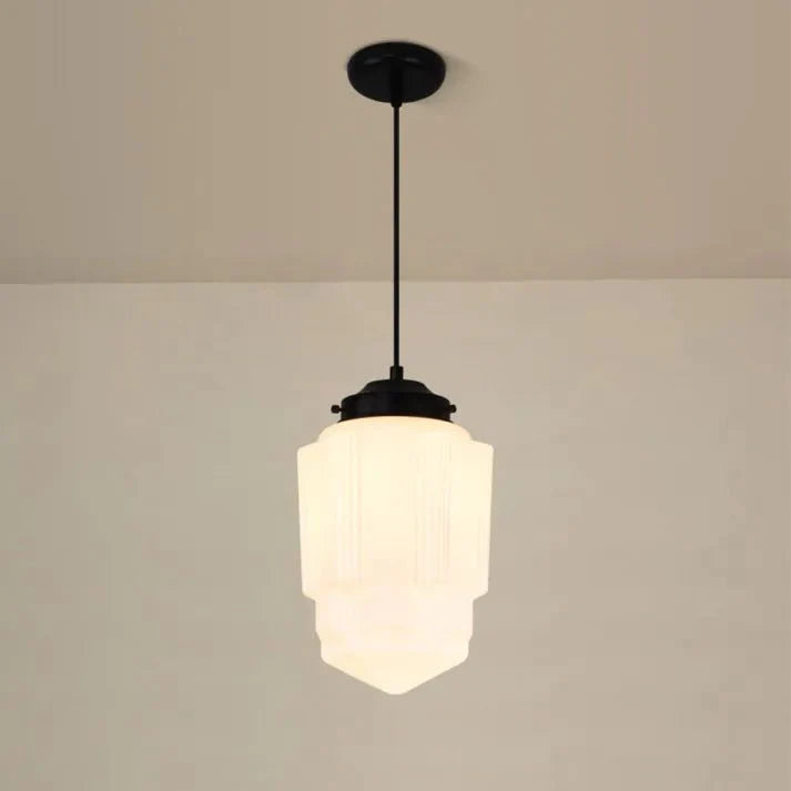 stijlvolle vintage witte melkglazen geometrische hanglamp