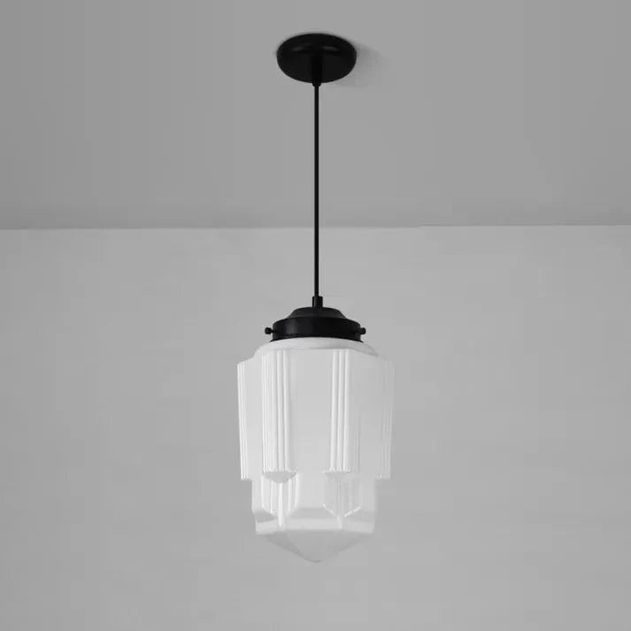 stijlvolle vintage witte melkglazen geometrische hanglamp