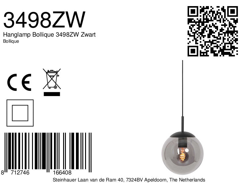 hanglamp bollique 3498zw zwart