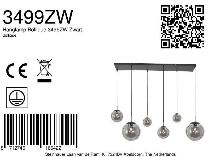 hanglamp bollique 3499zw zwart