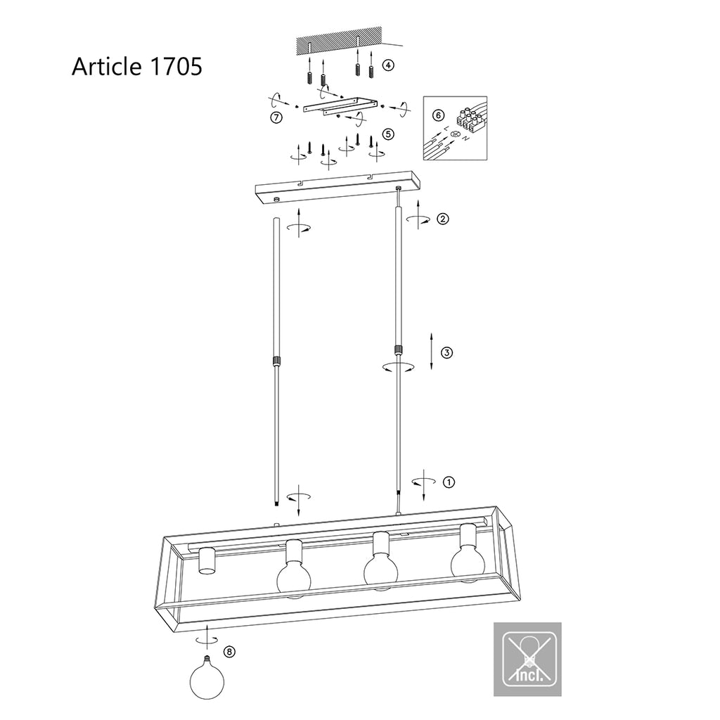 hanglamp buckley 1705zw zwart