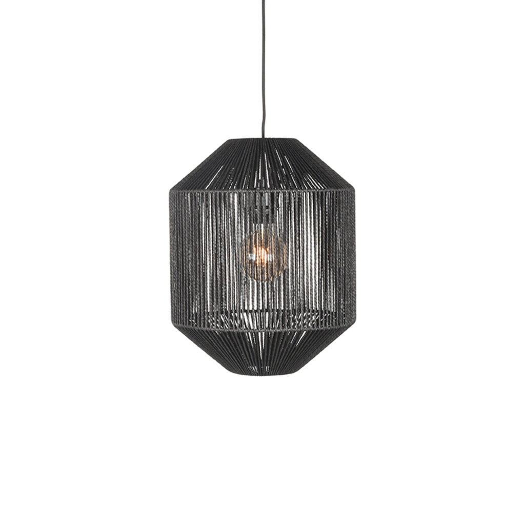 label51 hanglamp ibiza - zwart - jute - 1-lichts cilinder