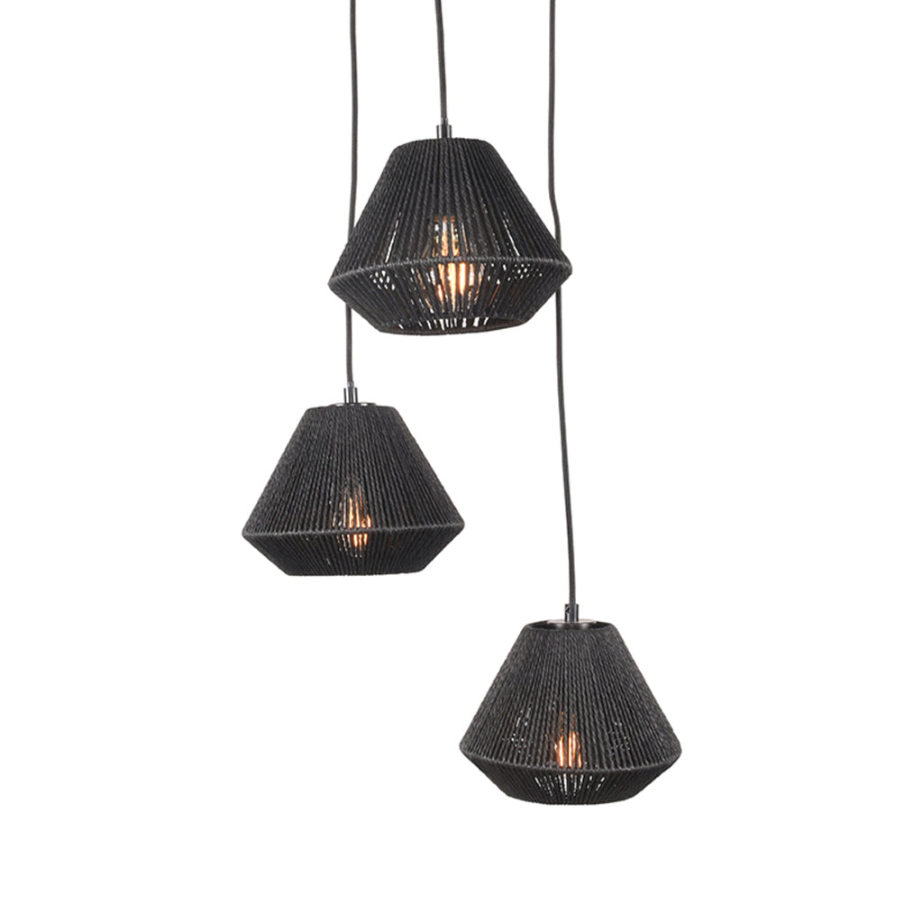 label51 hanglamp ibiza - zwart - jute - 3-lichts