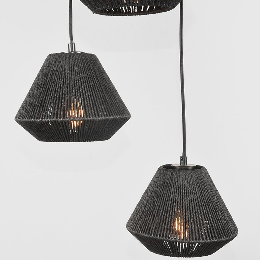 label51 hanglamp ibiza - zwart - jute - 3-lichts