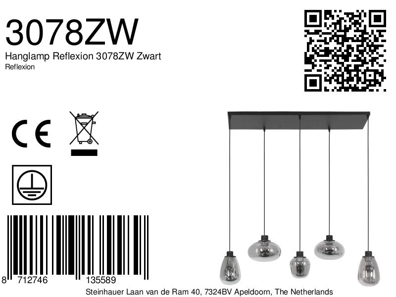 hanglamp reflexion 3078zw zwart