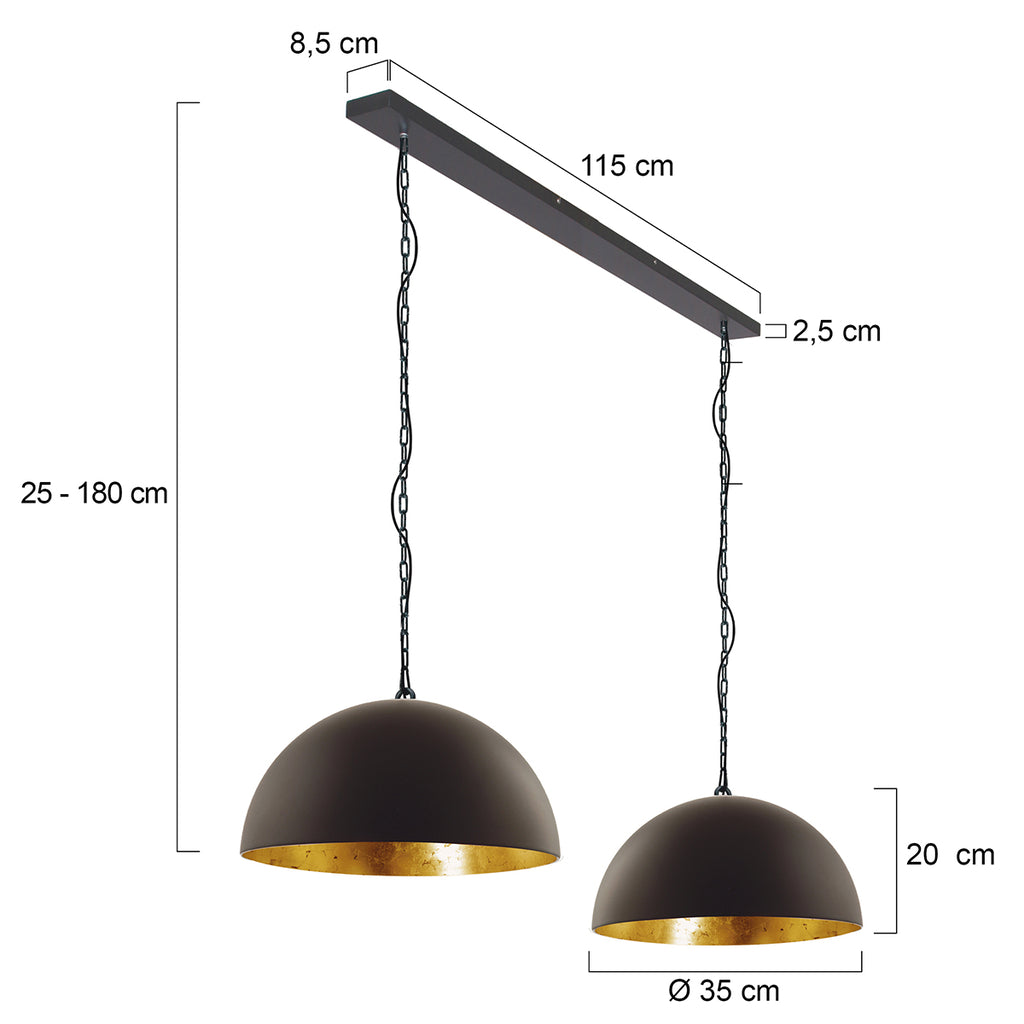 hanglamp semicirkel 2556zw zwart