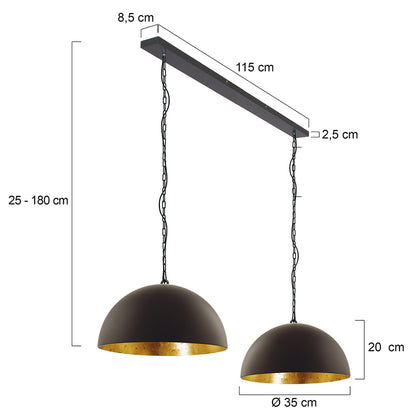 Hanglamp Semicirkel 2556ZW Zwart