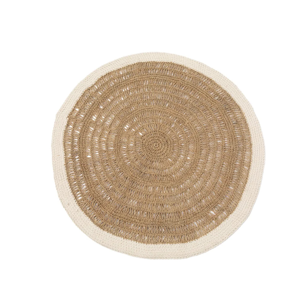 het seagrass & katoen rond tapijt - naturel wit - 100