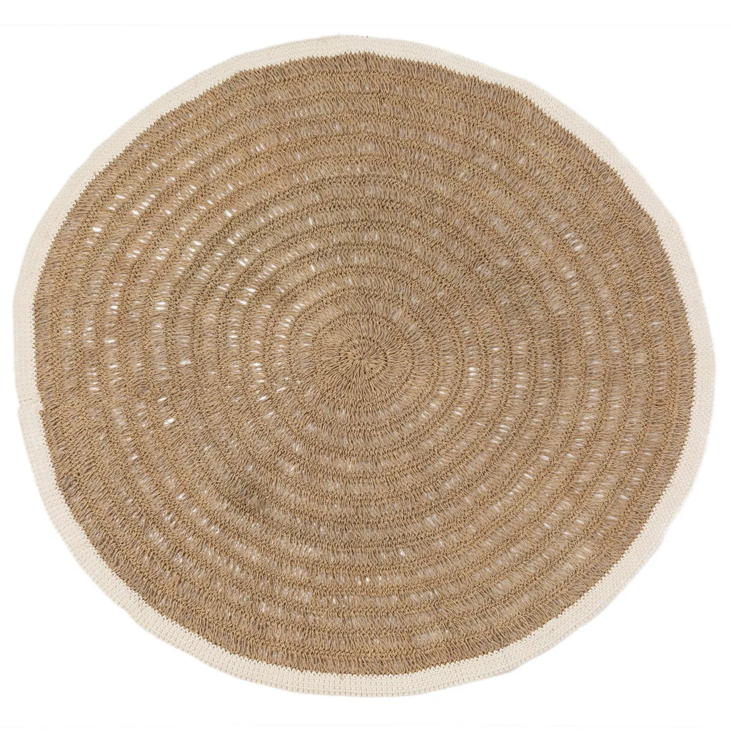 het seagrass & katoen rond tapijt - naturel wit - 150