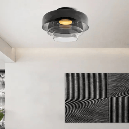 Verfijnde Scandinavische Design Plafondlamp met een Creatieve Middeleeuwse Glazen Touch