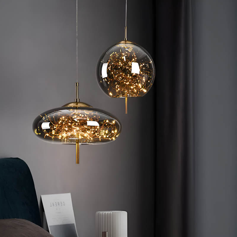 essence | elegante bruine glazen hanglamp