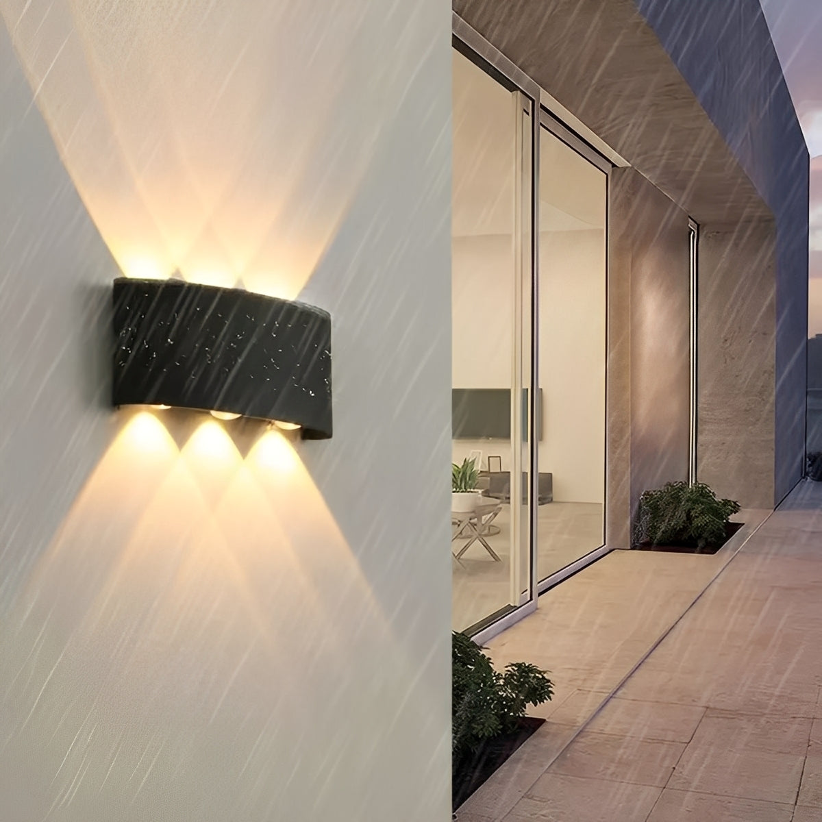 zwarte wandlamp met led verlichting, detail van de moderne afwerking