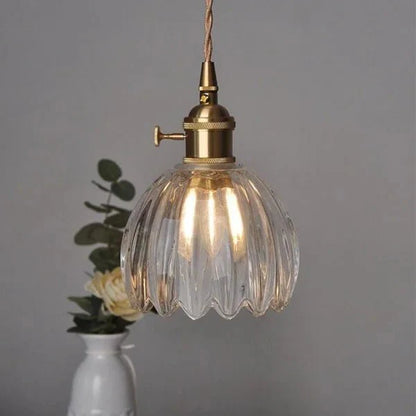 Vintage Japanse Glazen Bloem Hanglamp voor een Betoverende Sfeer