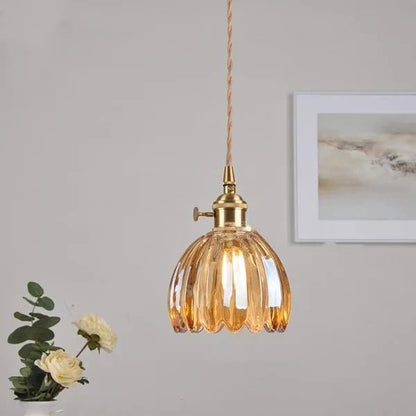 Vintage Japanse Glazen Bloem Hanglamp voor een Betoverende Sfeer