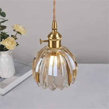 Vintage Japanse Glazen Bloem Hanglamp voor een Betoverende Sfeer