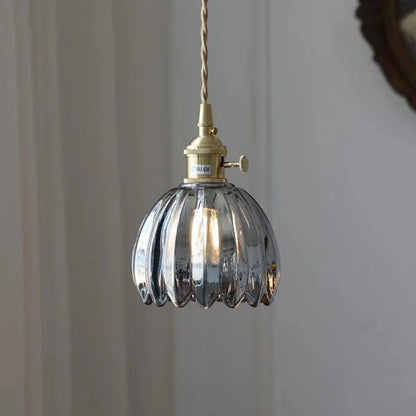 Vintage Japanse Glazen Bloem Hanglamp voor een Betoverende Sfeer