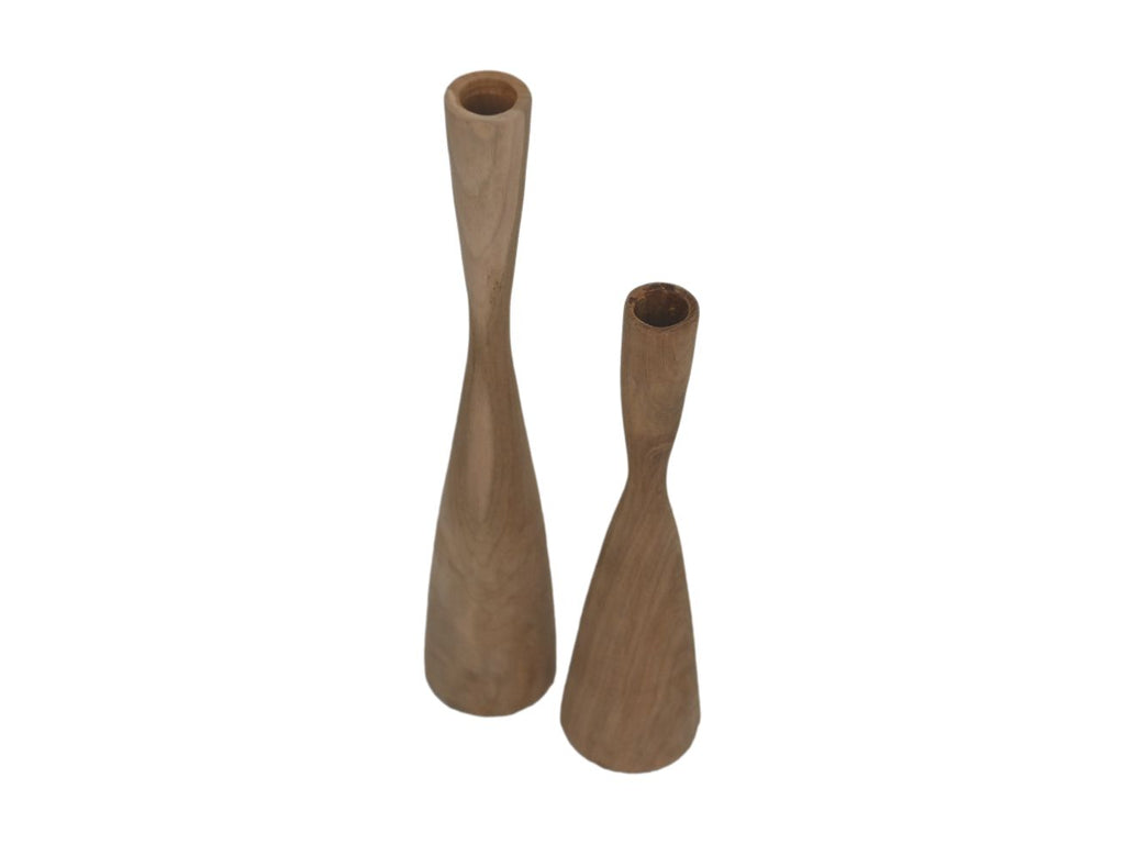 kaarsenhouder set van 2  - ø8x32/ø8x42 - naturel - teak